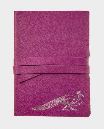 Taccuino in pelle fucsia Peacock con fregio argentato