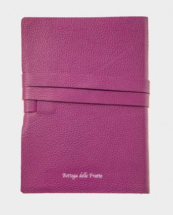 Taccuino in pelle fucsia Peacock con fregio argentato