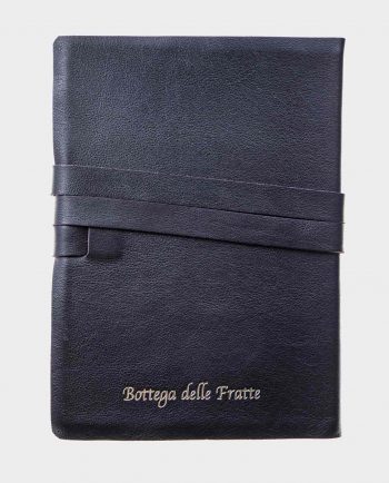 Taccuino in pelle nero Sensorium con fregio dorato