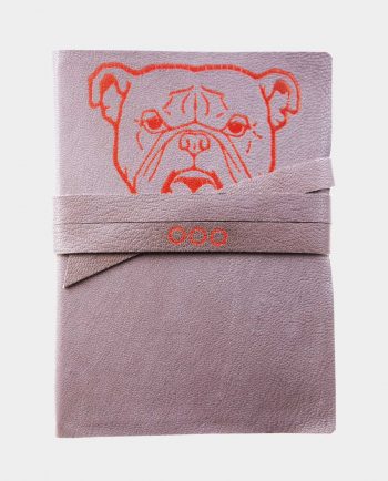 Taccuino in pelle tortora Bulldog con fregio rosso