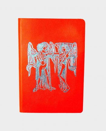 Taccuino in pelle arancio Gemelli con fregio argentato small