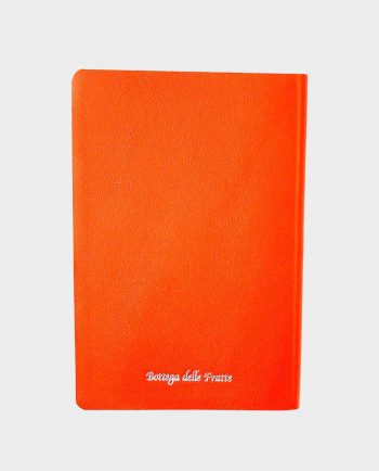 Taccuino in pelle arancio Gemelli con fregio argentato small