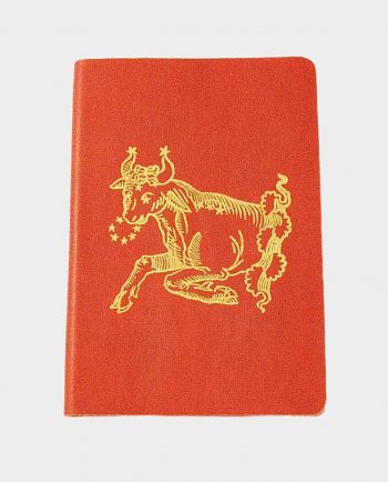 Taccuino in pelle arancio Toro con fregio dorato small