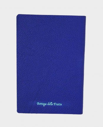Taccuino in pelle bluette Pesci con fregio celeste small