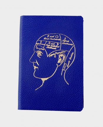 Taccuino in pelle blu Sensorium con fregio dorato small
