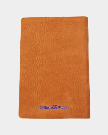 Taccuino in pelle cammello Cancro con fregio azzurro small