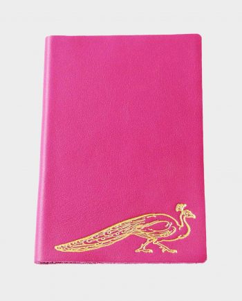 Taccuino in pelle fucsia Peacock con fregio dorato small