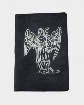 Taccuino in pelle nero Vergine con fregio argentato small