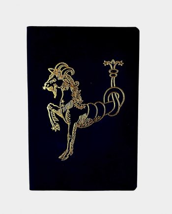 Taccuino in pelle nero Capricorno con fregio dorato small