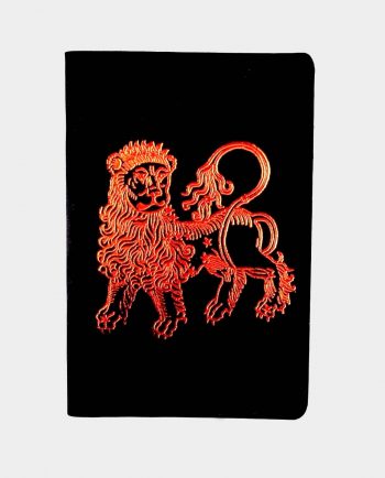 Taccuino in pelle nero Leone con fregio rosso small