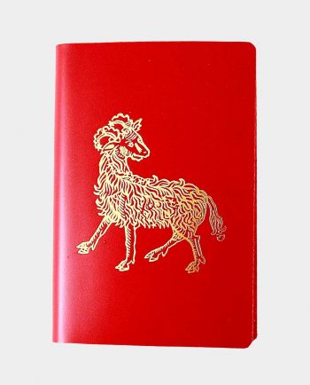 Taccuino in pelle rosso Ariete con fregio dorato small
