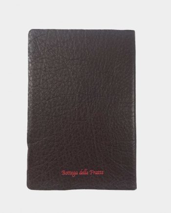 Taccuino in pelle marrone con fregio rosso
